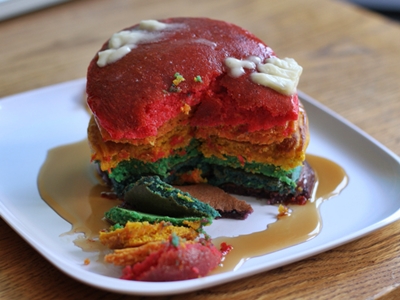 receta de hot cakes arcoiris de colores